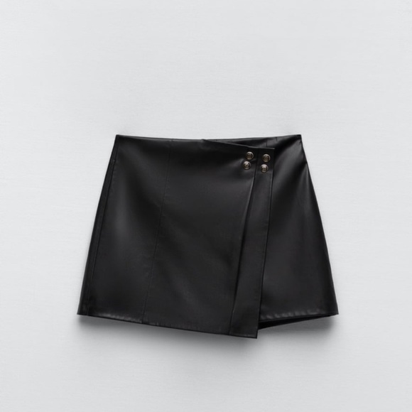 ZARA FAUX LEATHER SKORT - Picture 6 of 14